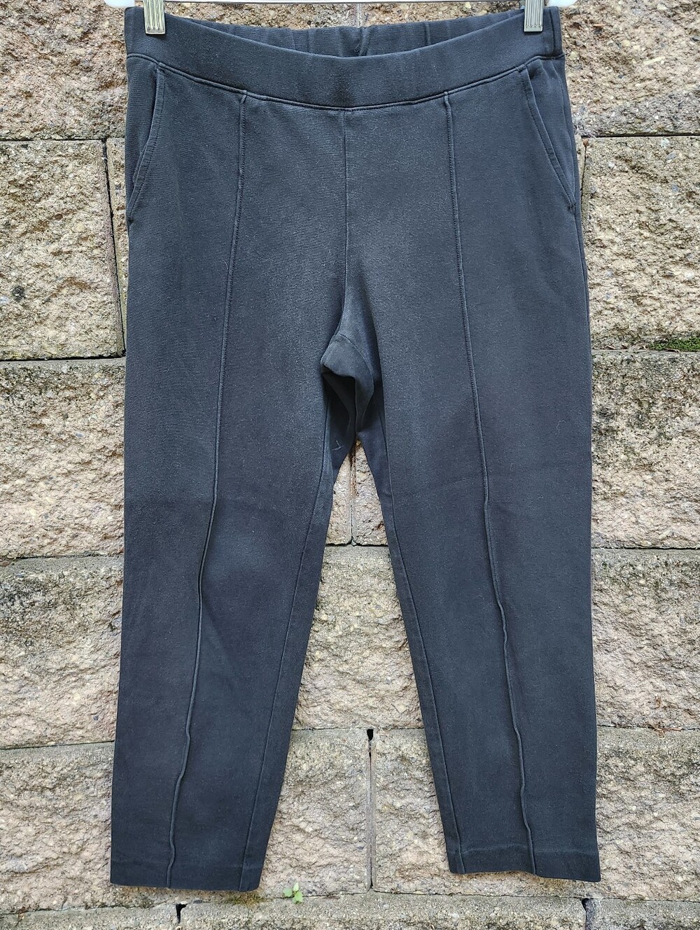 J. Crew pin tuck front black knit jogger tracky dack Womens lounge pant sz 8 MED